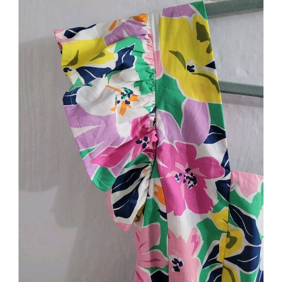 Meet Me In Santorini Sz M Floral Flutter Sleeve Tie Back Cut Out Maxi Dress - Picture 5 of 12
